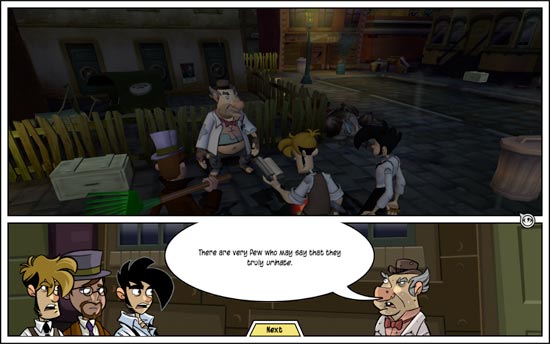 You get to talk with rather strange characters.